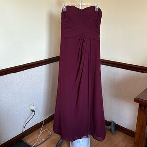 Bill Levkoff Maroon Strapless Floor-length Dress